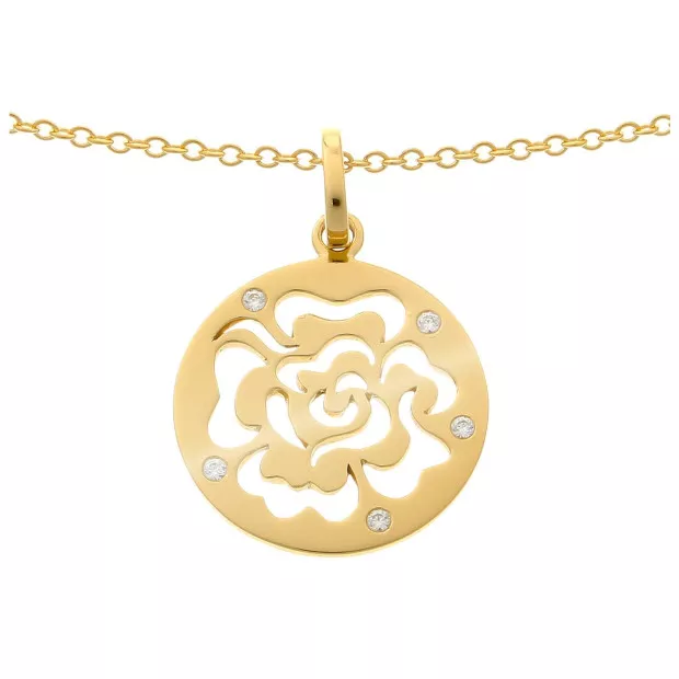 Orphelia Orphelia® 'Fiore' Women's Sterling Silver Set: Chain-Pendant + Earrings - Gold SET-7079/2