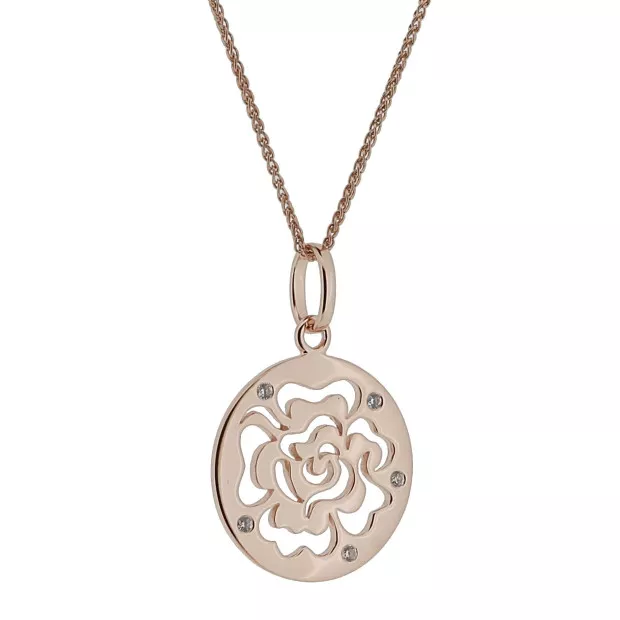 Orphelia Orphelia® 'Fiore' Women's Sterling Silver Set: Chain-Pendant + Earrings - Rose SET-7079/1