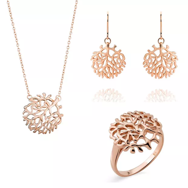 orphelia Orphelia® 'Flavie' Women's Sterling Silver Set: Necklace + Earrings + Ring - Rose SET-7502/RG