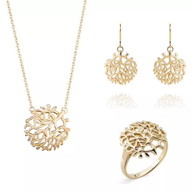 orphelia Orphelia® 'Flavie' Women's Sterling Silver Set: Necklace + Earrings + Ring - Gold SET-7502/G