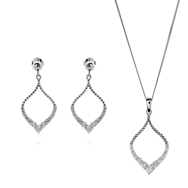 orphelia Orphelia® 'Grace' Women's Sterling Silver Set: Chain-Pendant + Earrings - Silver SET-7493