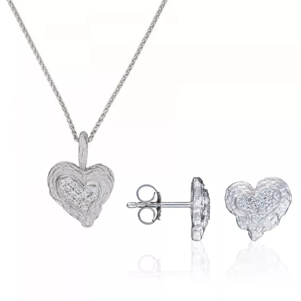 orphelia Orphelia® 'Hazel' Women's Sterling Silver Set: Chain-Pendant + Earrings - Silver SET-7082