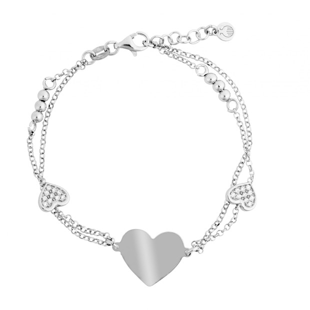 Orphelia Orphelia® 'Heart' Women's Sterling Silver Set: Chain + Bracelet - Silver SET-7384