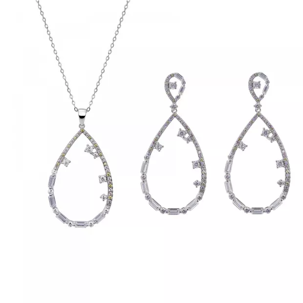 orphelia Orphelia® 'Islia' Women's Sterling Silver Set: Necklace + Earrings - Silver SET-7423