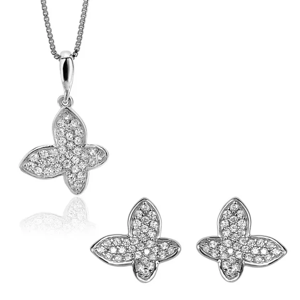 orphelia Orphelia® 'Jolie ' Women's Sterling Silver Set: Chain-Pendant + Earrings - Silver SET-7044