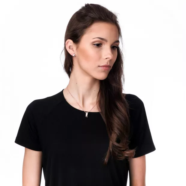 Orphelia Orphelia® 'Joline' Women's Sterling Silver Set: Chain-Pendant + Earrings - Silver/Rose SET-7118