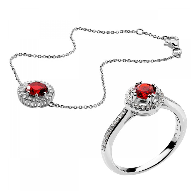 Orphelia Orphelia® 'Kaia' Women's Sterling Silver Set: Bracelet + Ring - Silver SET-7477/RU