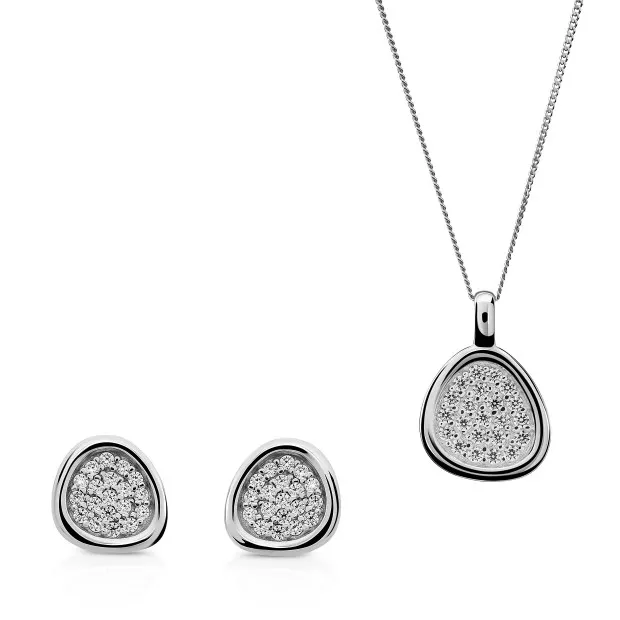 orphelia Orphelia® 'Layla' Women's Sterling Silver Set: Chain-Pendant + Earrings - Silver SET-7489