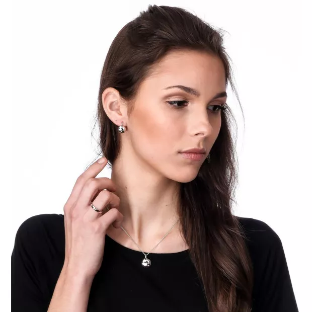 Orphelia Orphelia® 'Linn' Women's Sterling Silver Set: Chain-Pendant + Earrings - Silver SET-7130