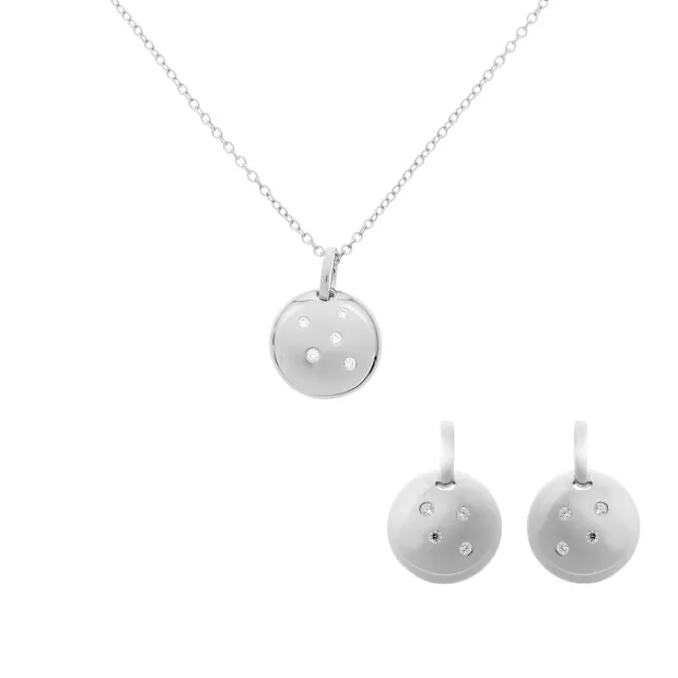 orphelia Orphelia® 'Linn' Women's Sterling Silver Set: Chain-Pendant + Earrings - Silver SET-7130