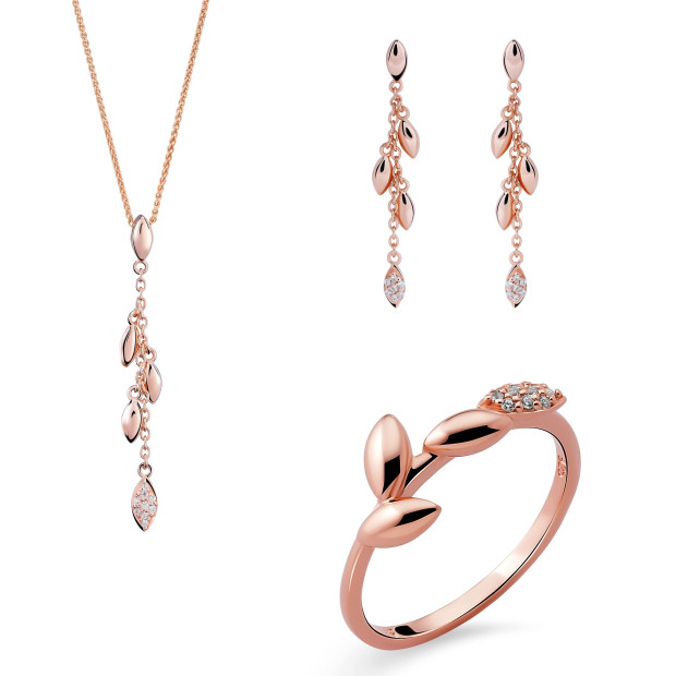 orphelia Orphelia® 'Loana' Women's Sterling Silver Set: Necklace + Earrings + Ring - Rose SET-7505/RG
