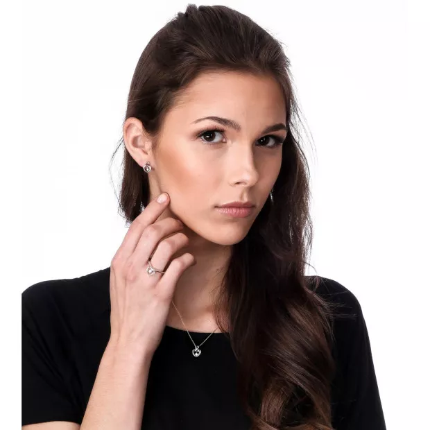 Orphelia Orphelia® 'Loreta' Women's Sterling Silver Set: Chain-Pendant + Earrings - Silver SET-7126