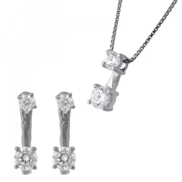 orphelia Orphelia® 'Lykke' Women's Sterling Silver Set: Chain-Pendant + Earrings - Silver SET-7128