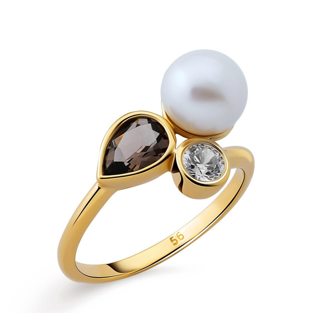 Orphelia Orphelia® 'Lylou' Women's Sterling Silver Set: Necklace + Earrings + Ring - Gold SET-7498/G
