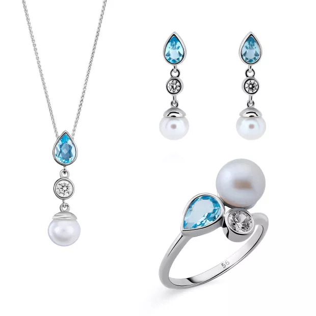 orphelia Orphelia® 'Lylou' Women's Sterling Silver Set: Necklace + Earrings + Ring - Silver SET-7498