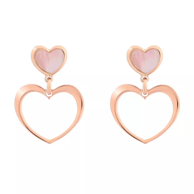 Orphelia Orphelia® 'Mada' Women's Sterling Silver Set: Chain + Bracelet + Earrings - Silver/Rose SET-7389