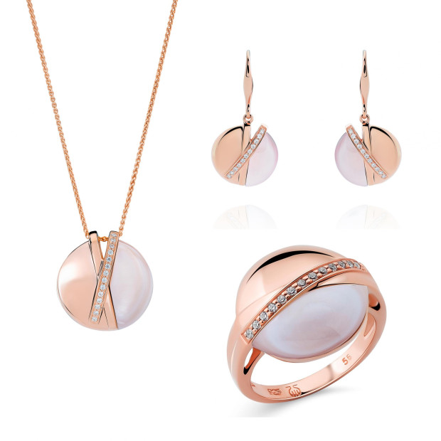 orphelia Orphelia® 'Moragene' Women's Sterling Silver Set: Necklace + Earrings + Ring - Rose SET-7506/RG