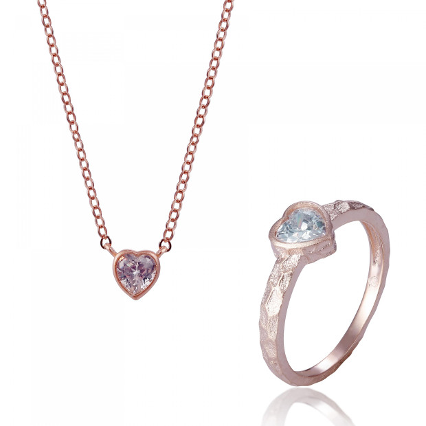 orphelia Orphelia® 'Nora' Women's Sterling Silver Set: Necklace + Ring - Rose SET-7435
