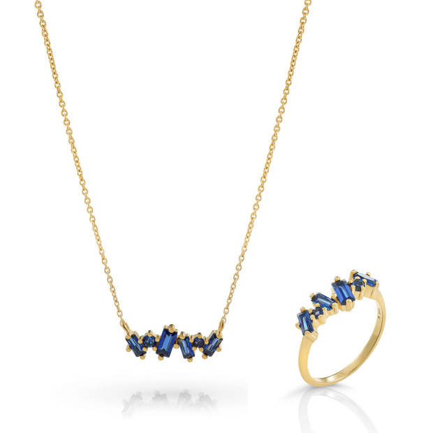 orphelia Orphelia® 'Novel' Women's Sterling Silver Set: Necklace + Ring - Gold SET-7534