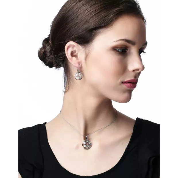 Orphelia Orphelia® 'Oceane' Women's Sterling Silver Set: Chain-Pendant + Earrings - Silver SET-7090/1