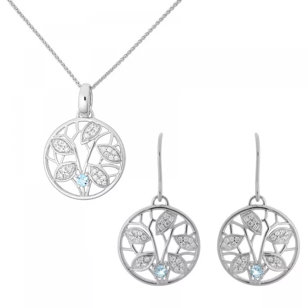 orphelia Orphelia® 'Oceane' Women's Sterling Silver Set: Chain-Pendant + Earrings - Silver SET-7090
