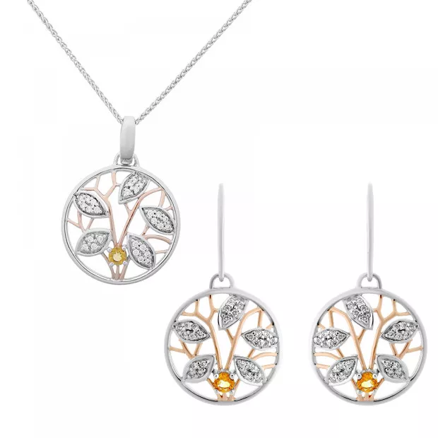 orphelia Orphelia® 'Oceane' Women's Sterling Silver Set: Chain-Pendant + Earrings - Silver SET-7090/1