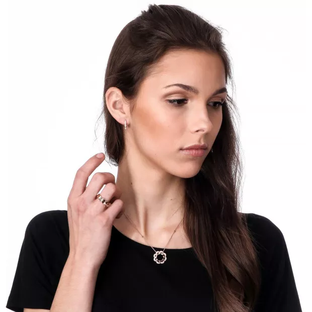 Orphelia Orphelia® 'Onyx' Women's Sterling Silver Hoop Earrings - Rose ZO-7127/RG
