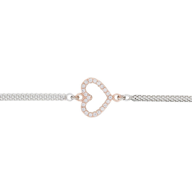 Orphelia Orphelia® 'Penelope' Women's Sterling Silver Bracelet - Silver/Rose ZA-7103