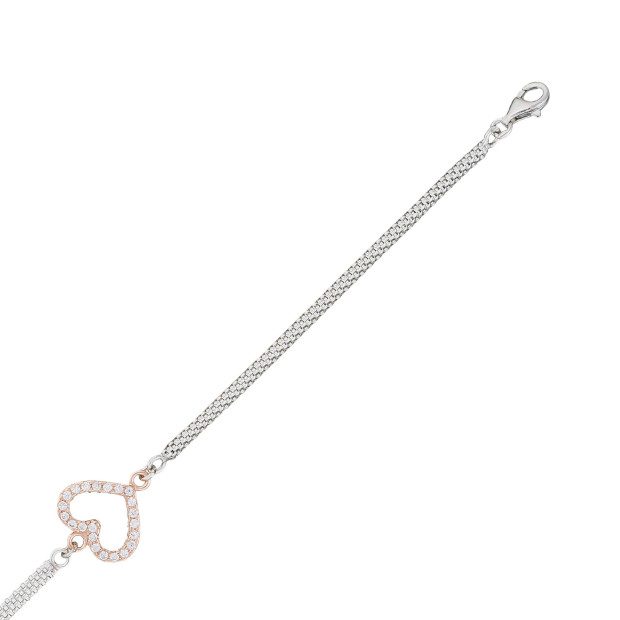 Orphelia Orphelia® 'Penelope' Women's Sterling Silver Bracelet - Silver/Rose ZA-7103