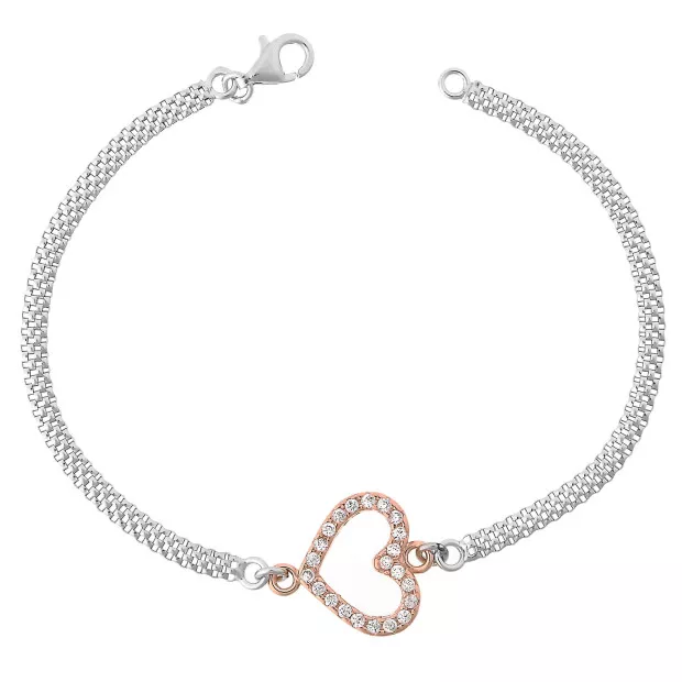 orphelia Orphelia® 'Penelope' Women's Sterling Silver Bracelet - Silver/Rose ZA-7103