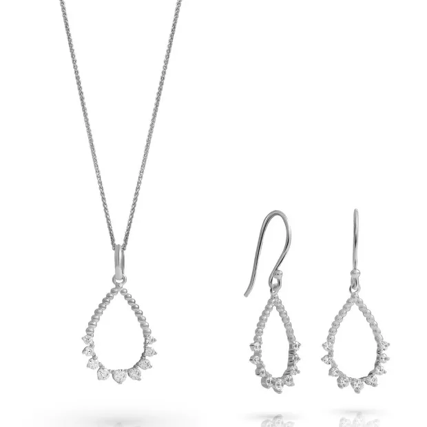orphelia Orphelia® 'Petal' Women's Sterling Silver Set: Necklace + Earrings - Silver SET-7564