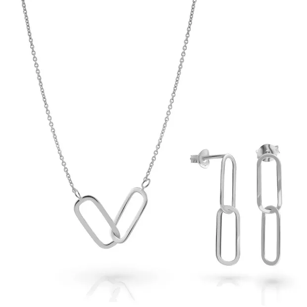 orphelia Orphelia® 'Rose' Women's Sterling Silver Set: Necklace + Earrings - Silver SET-7561