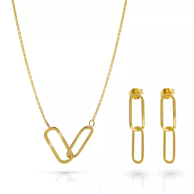 orphelia Orphelia® 'Rose' Women's Sterling Silver Set: Necklace + Earrings - Gold SET-7561/G