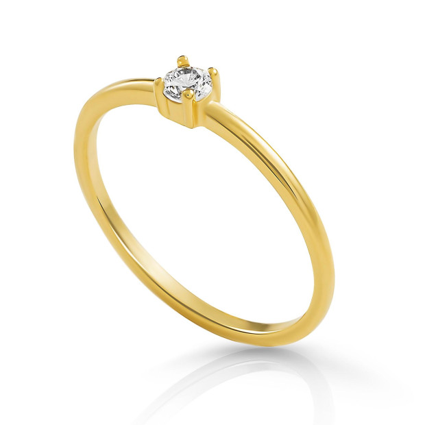 Orphelia Orphelia® 'Solitaire' Women's Sterling Silver Ring - Gold ZR-7527/G