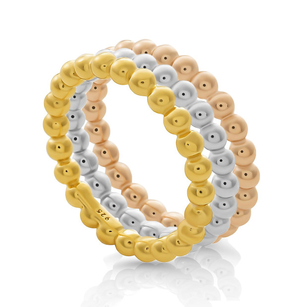 orphelia Orphelia® 'Unity' Women's Sterling Silver Set: 3 rings - Gold/Silver/Rose SET-7541