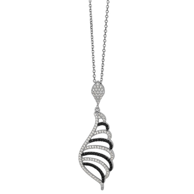 Orphelia Orphelia® Women's Sterling Silver Chain With Pendant - Silver/Black ZH-4839