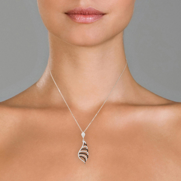 Orphelia Orphelia® Women's Sterling Silver Chain With Pendant - Silver/Black ZH-4839