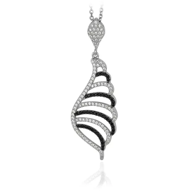 orphelia Orphelia® Women's Sterling Silver Chain with Pendant - Silver/Black ZH-4839