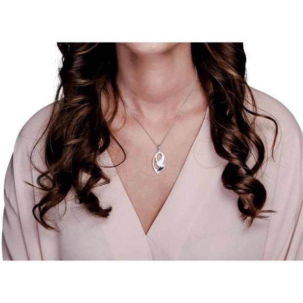 Orphelia Orphelia® Women's Sterling Silver Chain With Pendant - Silver/Rose ZH-6004