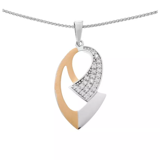 orphelia Orphelia® Women's Sterling Silver Chain with Pendant - Silver/Rose ZH-6004