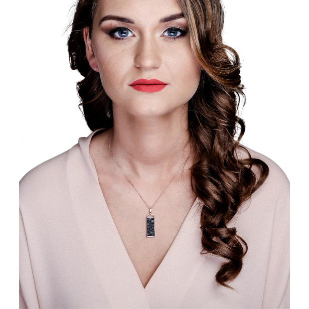 Orphelia Orphelia® Women's Sterling Silver Chain With Pendant - Black/Rose ZH-6045