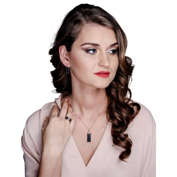 Orphelia Orphelia® Women's Sterling Silver Chain With Pendant - Black/Rose ZH-6045