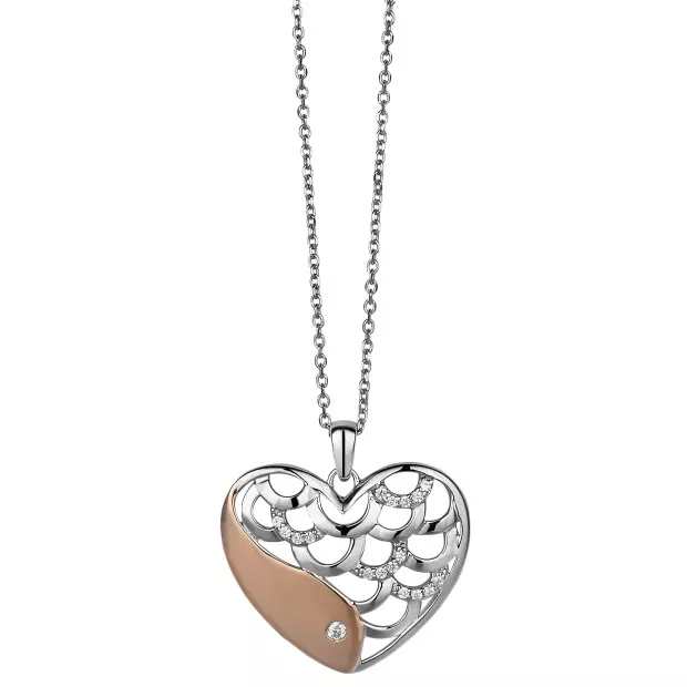 Orphelia Orphelia® Women's Sterling Silver Chain With Pendant - Silver/Rose ZH-4797