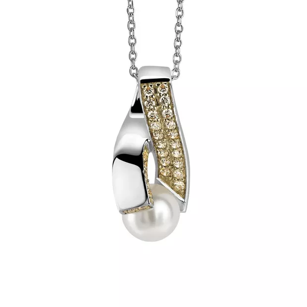 orphelia Orphelia® Women's Sterling Silver Chain with Pendant - Silver/Gold ZH-4821
