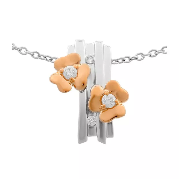 orphelia Orphelia® Women's Sterling Silver Chain with Pendant - Silver/Rose ZH-6039