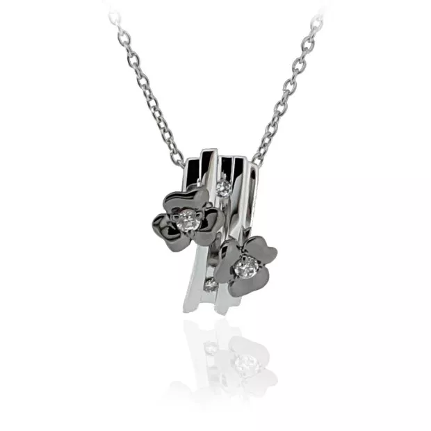 orphelia Orphelia® Women's Sterling Silver Chain with Pendant - Silver/Black ZH-6039/2