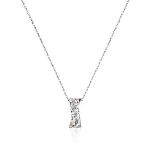 orphelia Orphelia® Women's Sterling Silver Chain with Pendant - Silver/Rose ZH-4833