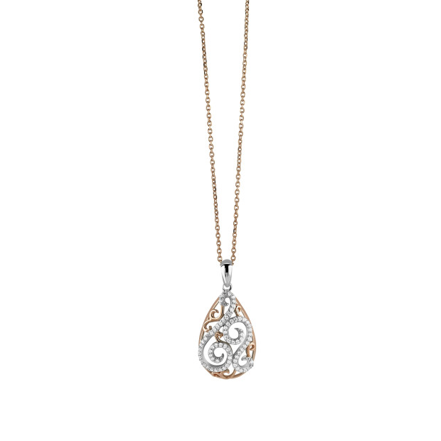 Orphelia Orphelia® Women's Sterling Silver Chain With Pendant - Silver/Rose ZH-4802