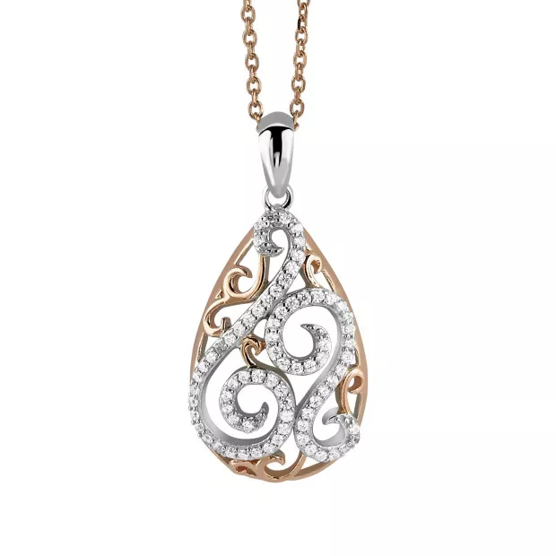 orphelia Orphelia® Women's Sterling Silver Chain with Pendant - Silver/Rose ZH-4802