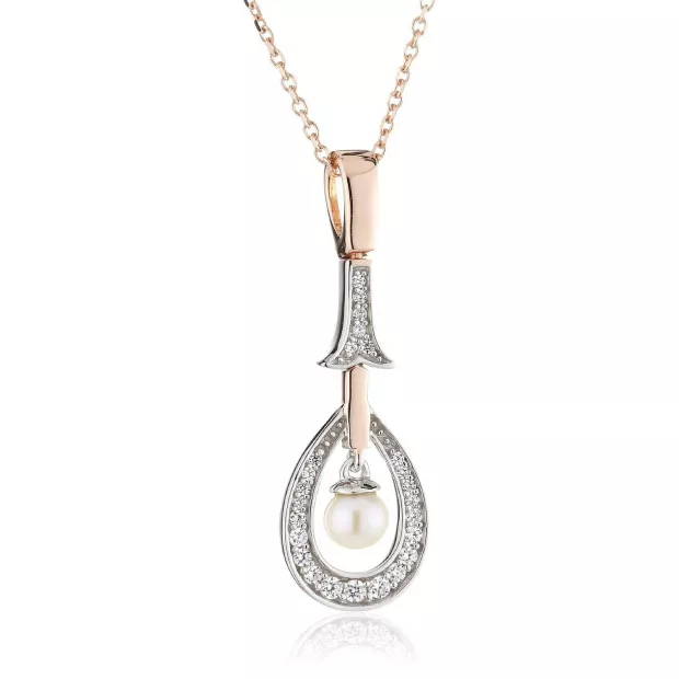 orphelia Orphelia® Women's Sterling Silver Chain with Pendant - Silver/Rose ZH-4796